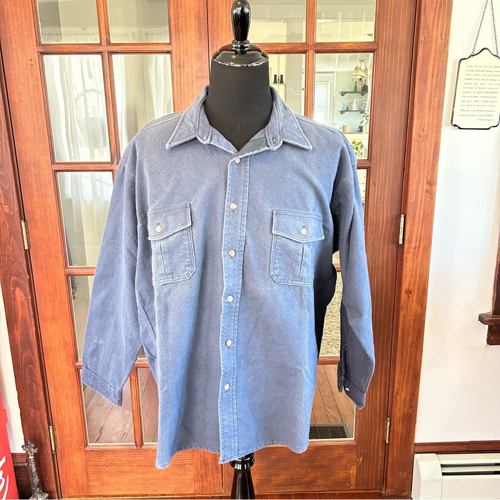 Vintage Melton Deerskin Shirt Men’s 3X Large Blue Chamois Collared Button